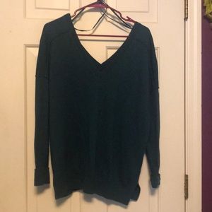Teal V-neck sweater